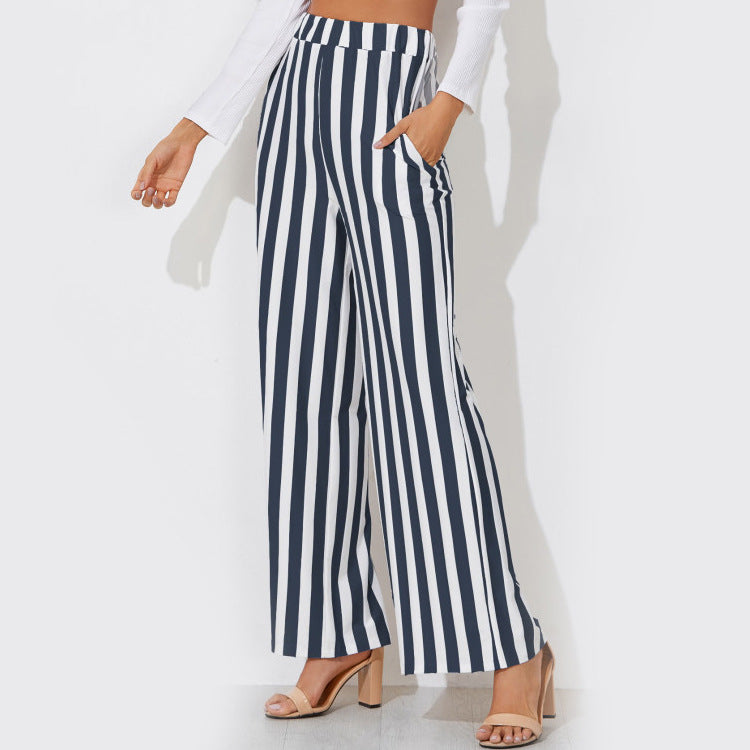 Tie Waist Belted Cigarette Trousers Striped Pants – sunifty