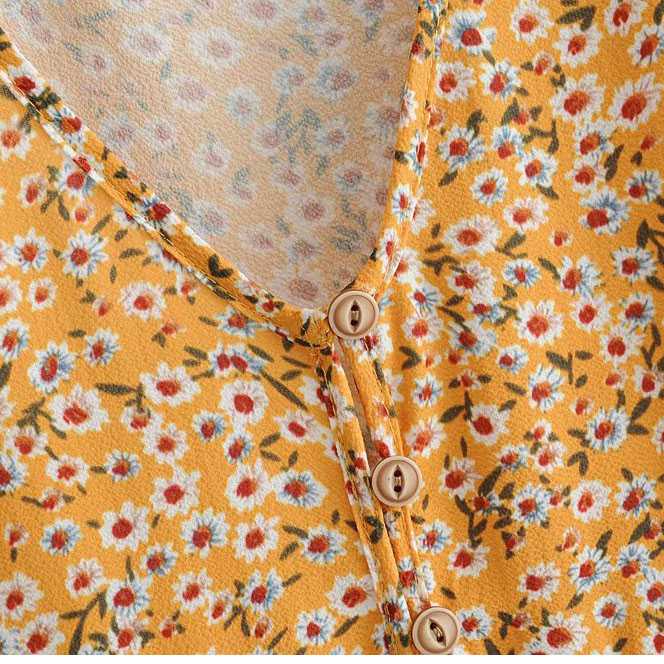 Cute Ditsy Floral Prints V Neck Button Through Mini Dress – sunifty