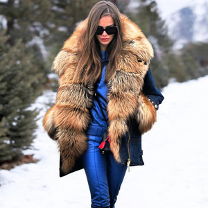 5XL women fashion fur coat winter For women faux fox fur collar
