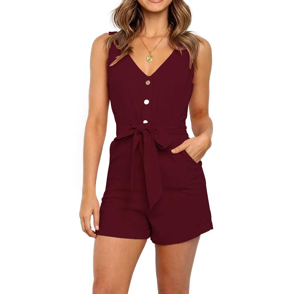 VamJump Women's One Piece Shorts Jumpsuit Ruched Loose Rompers
