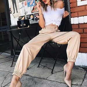 Baggy High-Waisted Cinched Cargo Pants
