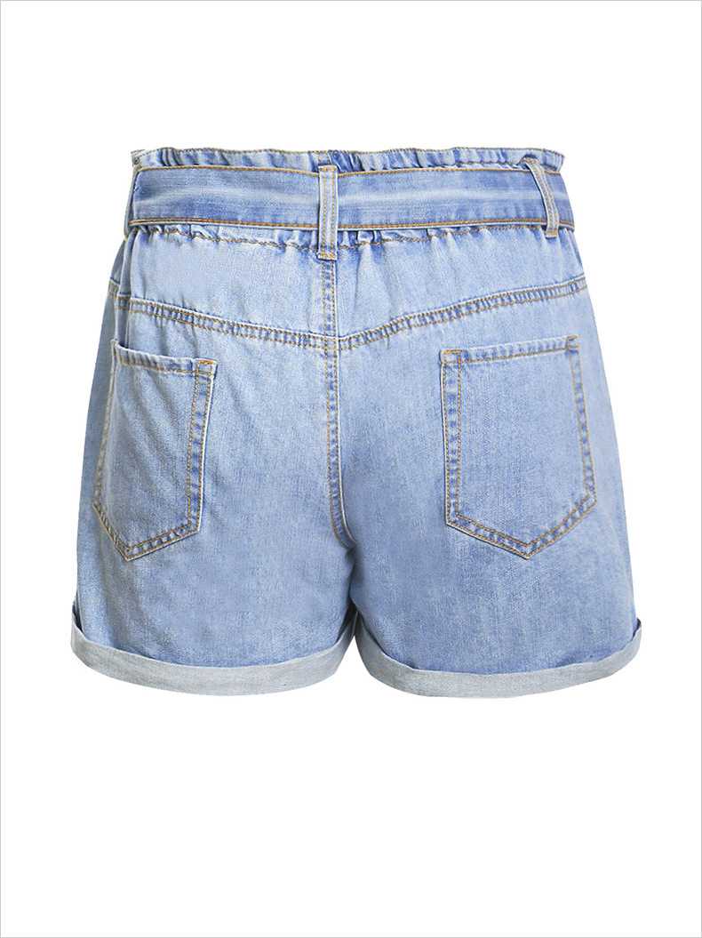 Boyfriend Loose Fit High Waisted Cuffed Paperbag Denim Shorts – sunifty
