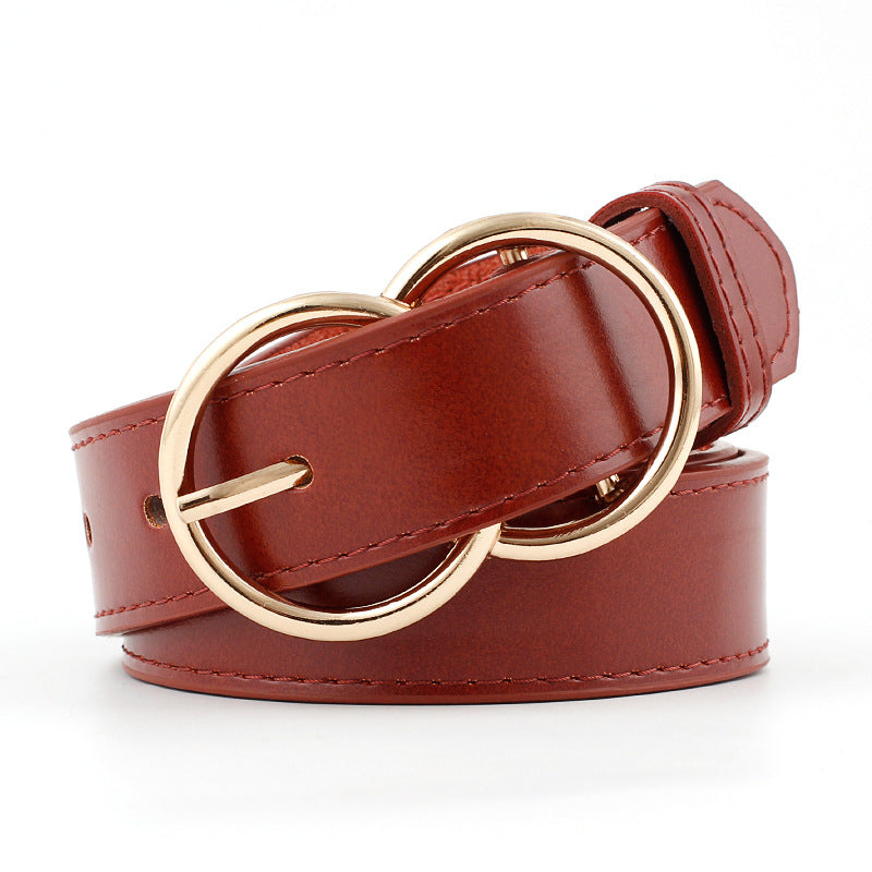 Popular Double Rings Faux Leather Belts – sunifty