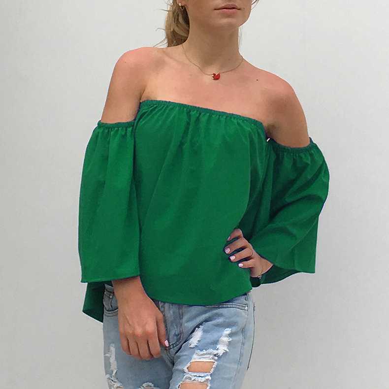 Tummy Hiding Oversized Off The Shoulder Tops Loose Blouse