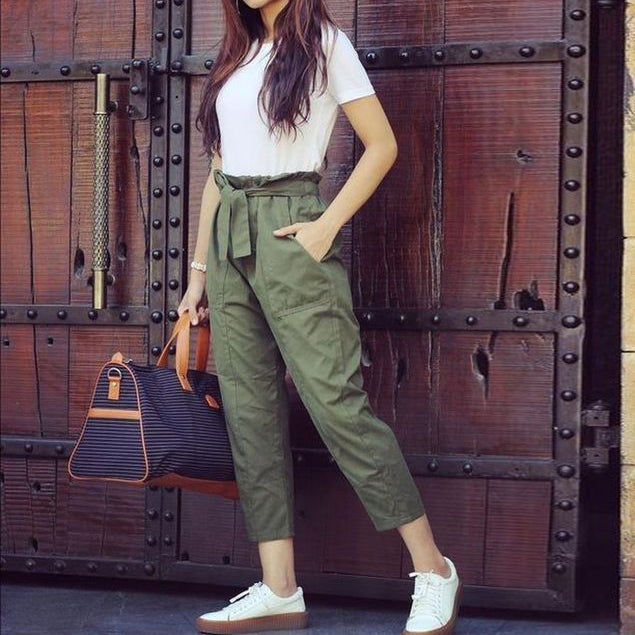 Buy Olive Trousers & Pants for Women by Outryt Online | Ajio.com