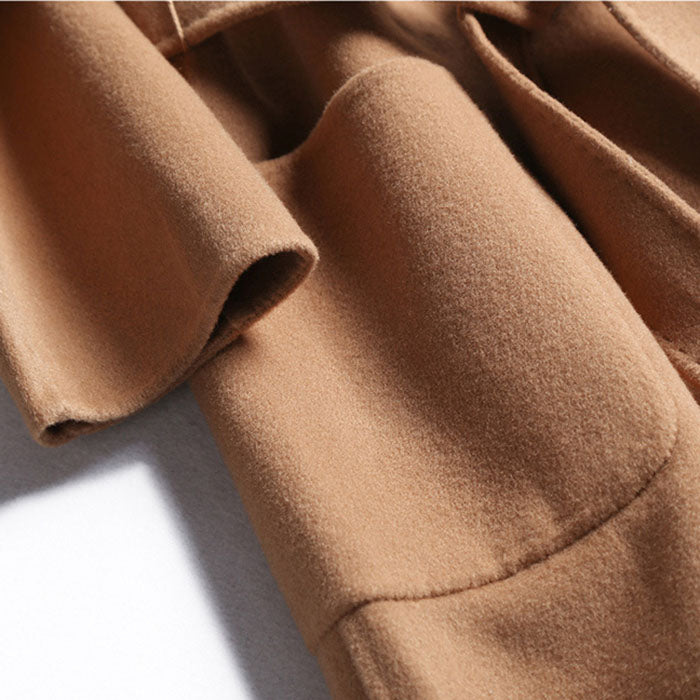 Camel Cashmere long Wool Trench Coat Womens – sunifty