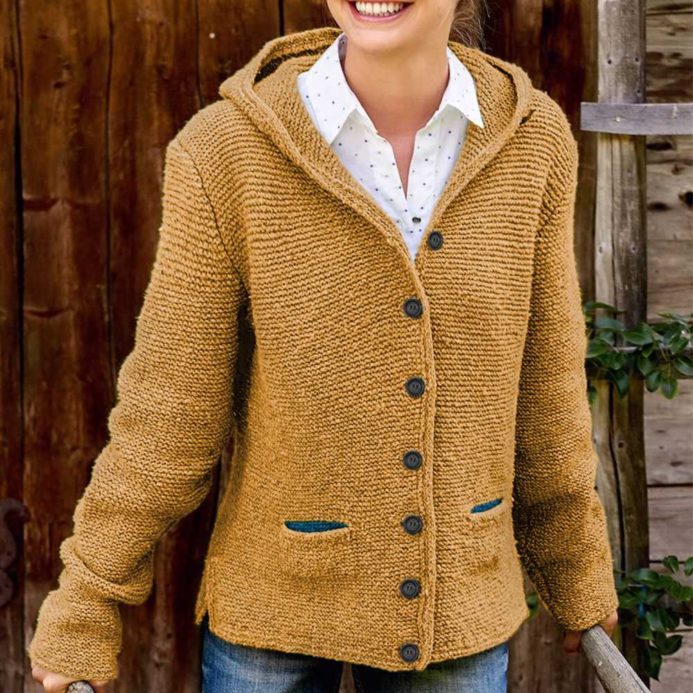 Oversized Knitted Women's Hooded Cardigan Knitted Sweater Jacket with –  sunifty