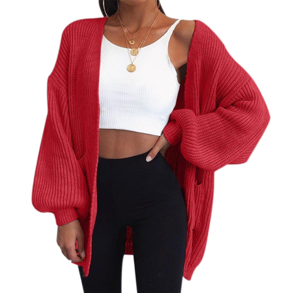Bell-Sleeve Cardigan Sweater