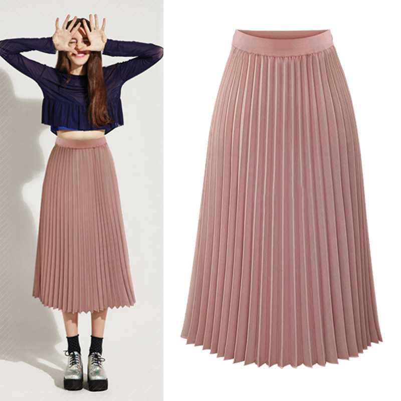 Classic Flowy Chiffon Pleated Midi Skirt Long Length – sunifty