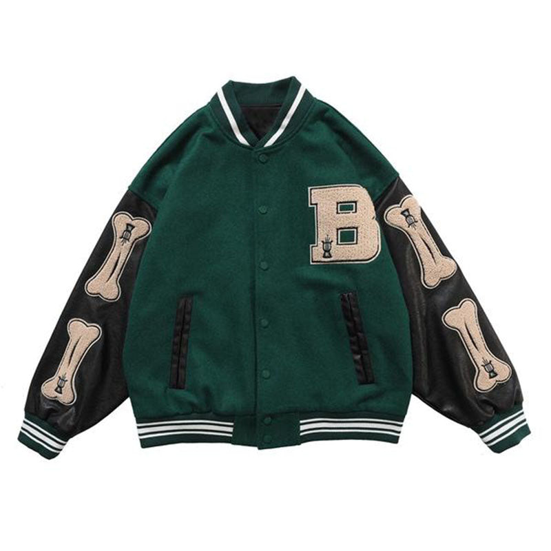 Unisex Embroidered Varsity Bomber Jacket Outerwear Sports Baseball Jacket