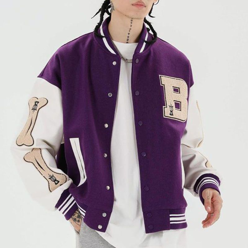 Unisex Embroidered Varsity Bomber Jacket Outerwear Sports Baseball Jacket