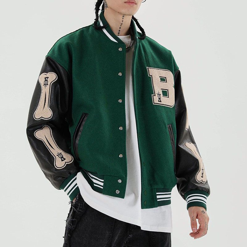 Unisex Embroidered Varsity Bomber Jacket Outerwear Sports Baseball Jacket