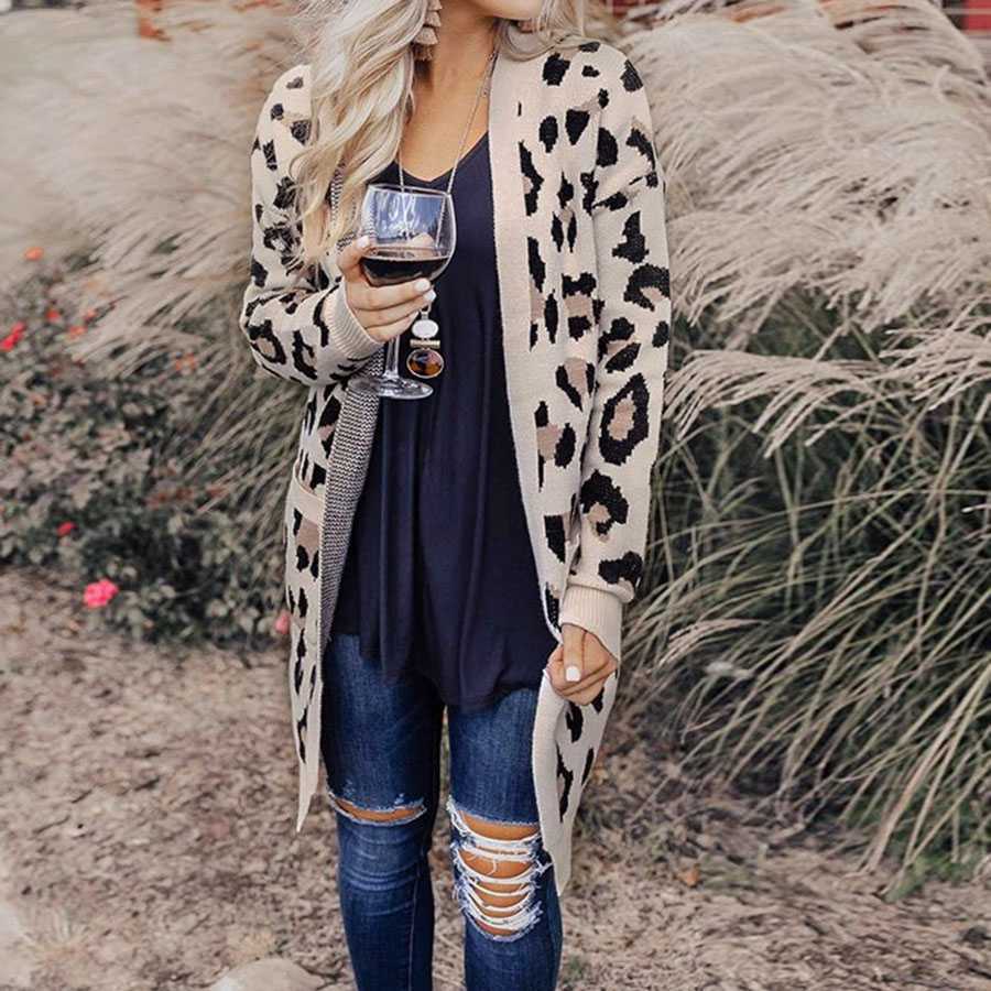 Retro Leopard Spotted Prints Oversized Comfy Long Cardigan Sweaters ...