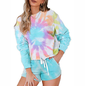 Womens tie dye sweatshirt set hot sale