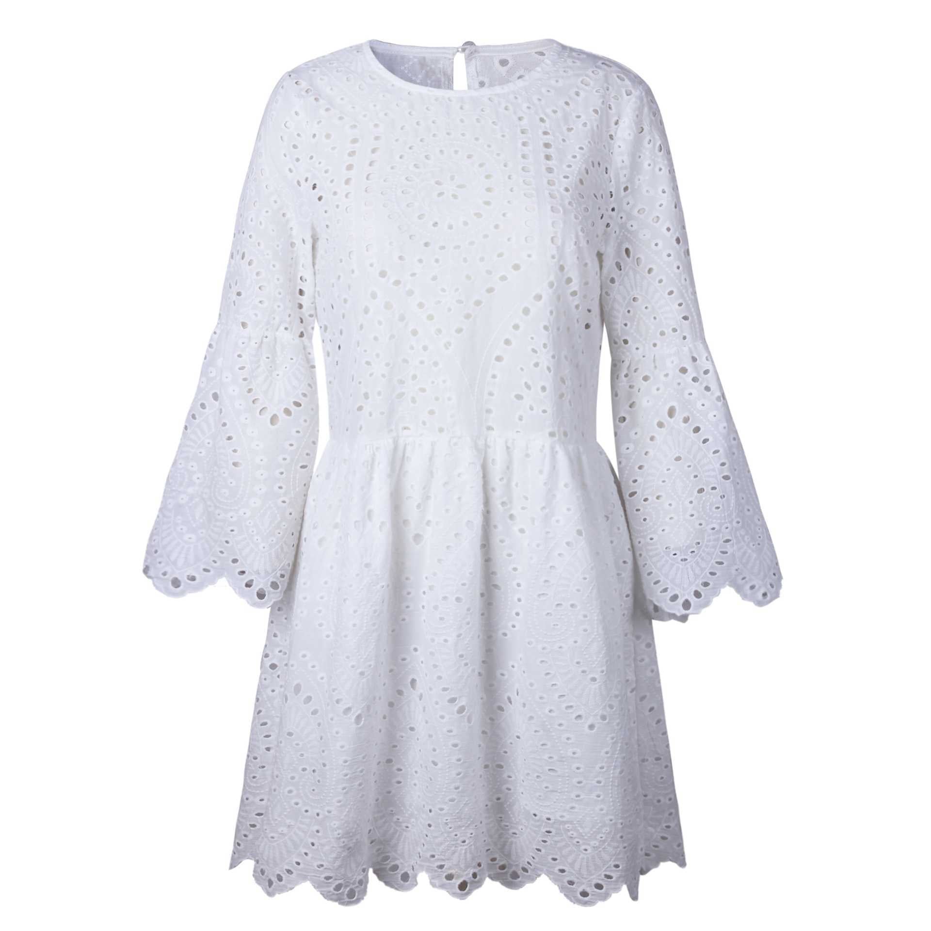 Short White Lace Swing Dress