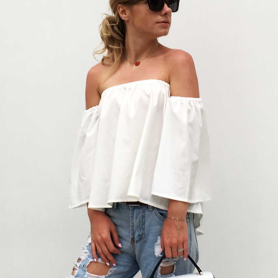 Hiding Oversized Off The Shoulder Tops Loose Blouse – sunifty