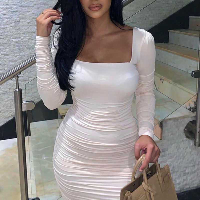 Ruched Long Sleeve Bodycon Dress