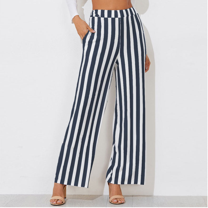 Tie Waist Belted Cigarette Trousers Striped Pants – sunifty