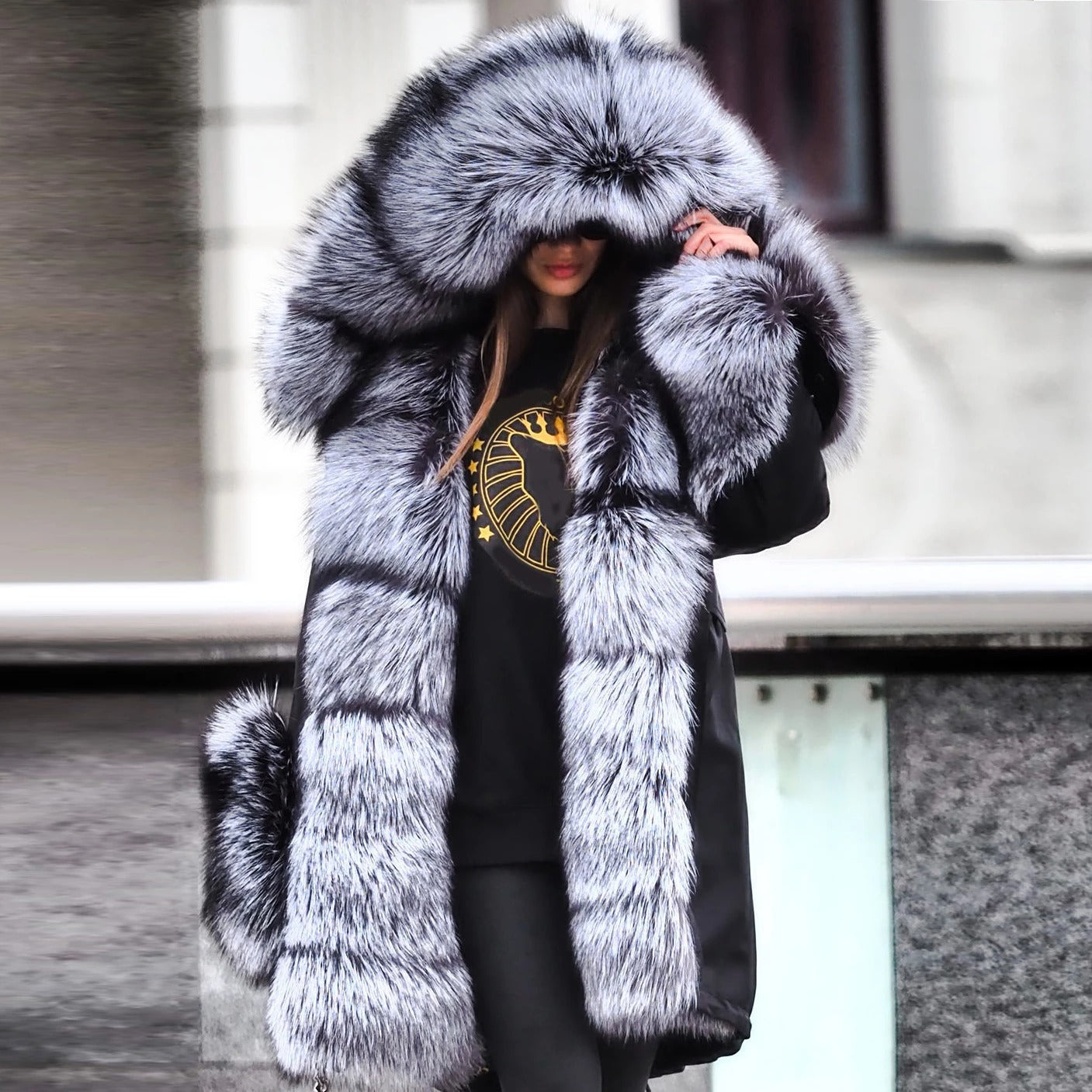 Fox Fur Coat Women Alpacan Women's Jacket With %100 Alpacan Fox Fur  Collar.long Winter Coats Fur Jacket Womens long Fox Fur Coat 180 - Etsy