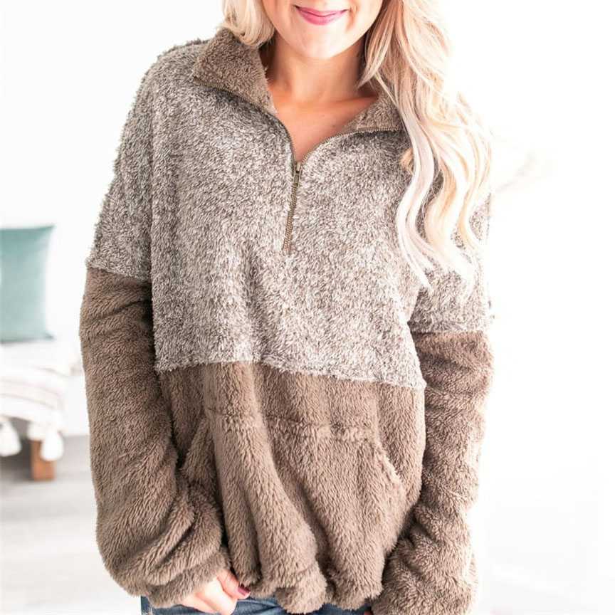 Two Toned Fuzzy Sherpa Fleece Pullover – sunifty