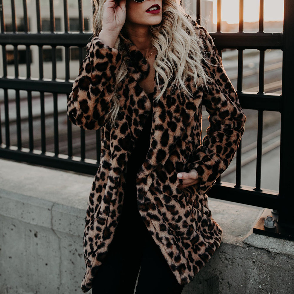 Vintage Leopard Print Faux Fur Trench Coat – sunifty