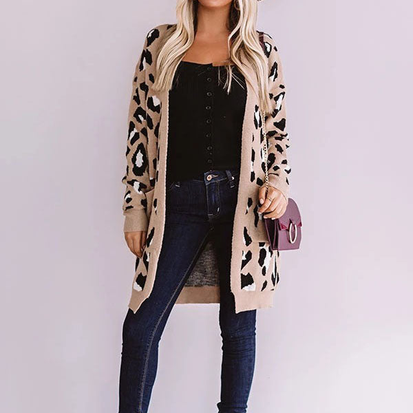 Retro Leopard Spotted Prints Oversized Comfy Long Cardigan Sweaters ...