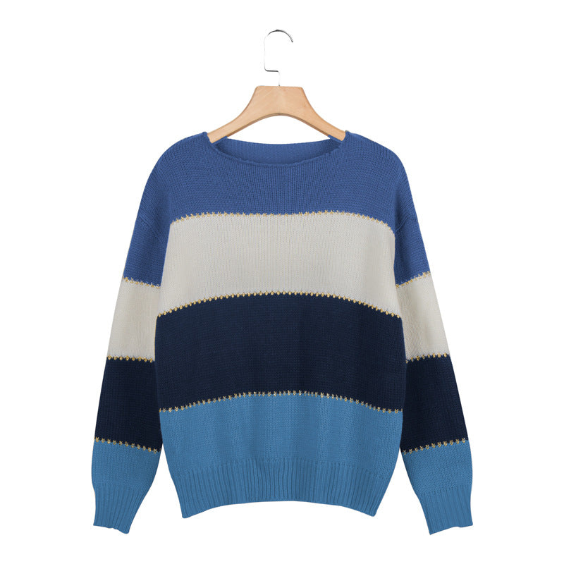 Oversized Comfy Cute Striped Fall Pullover Sweaters For women – sunifty