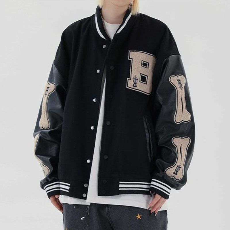 Unisex Embroidered Varsity Bomber Jacket Outerwear Sports Baseball Jacket